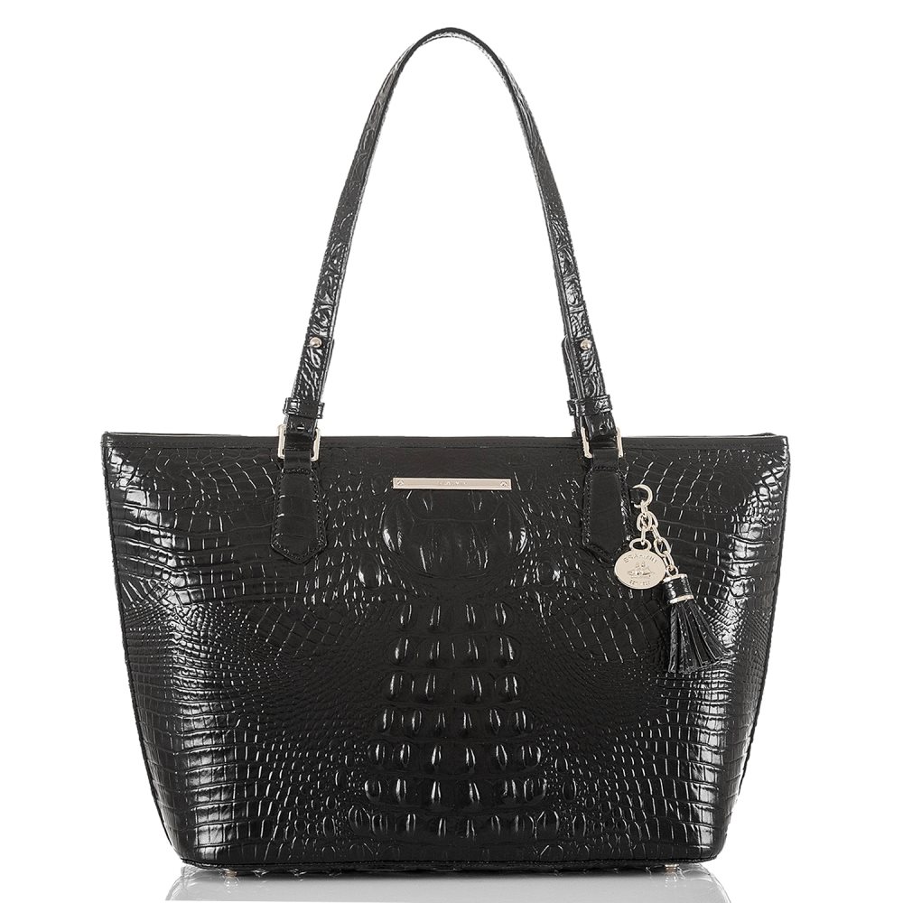 Brahmin | Women's Medium Asher | Black Leather Tote Handbag