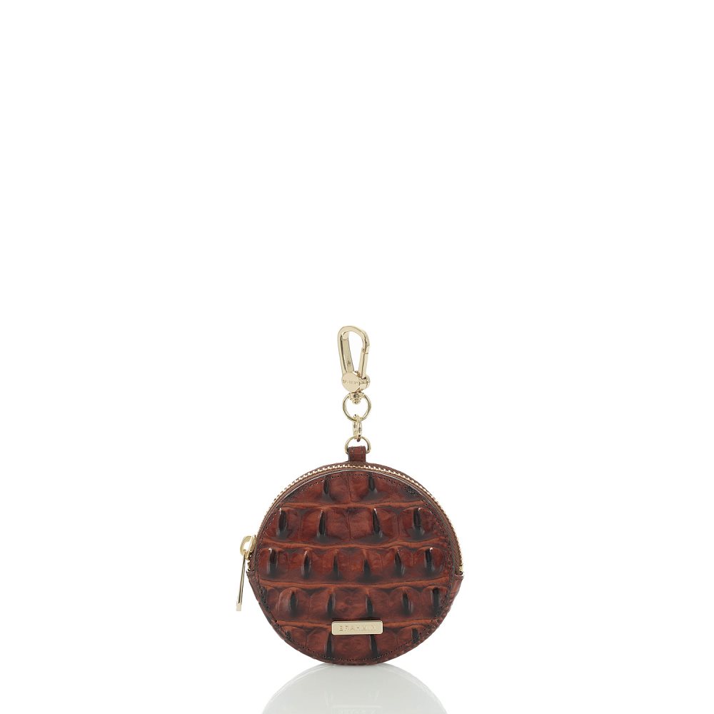 Brahmin | Women's Circle Coin Purse | Brown Leather Round Coin Purse