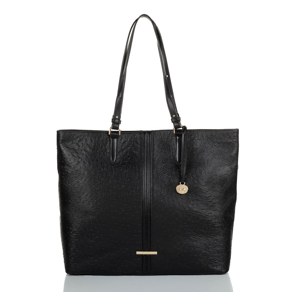 Brahmin | Women's Tansey Black Leather Open-Top Tote Bag