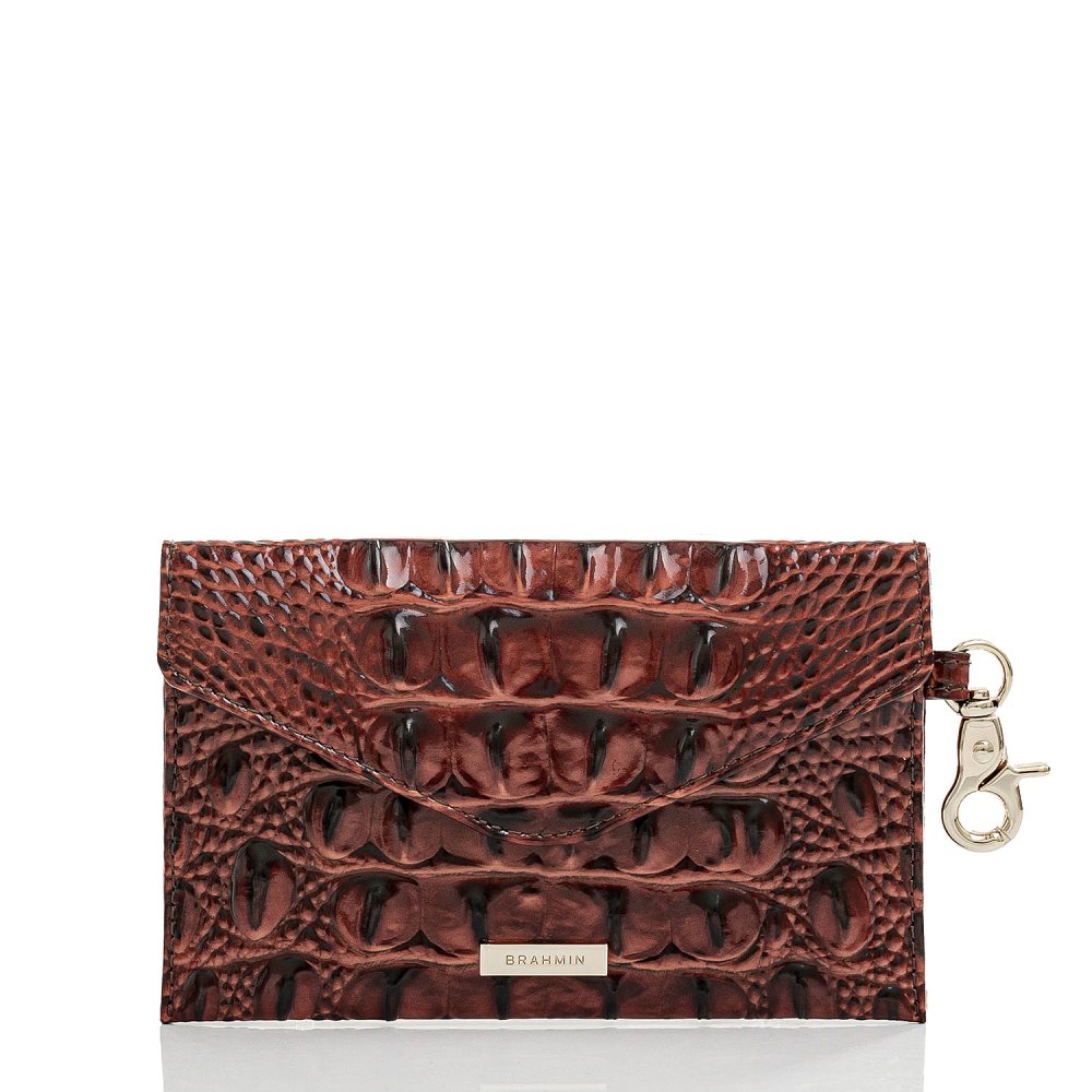 Brahmin | Women's Mini Envelope Case | Pecan Leather Envelope Wallet