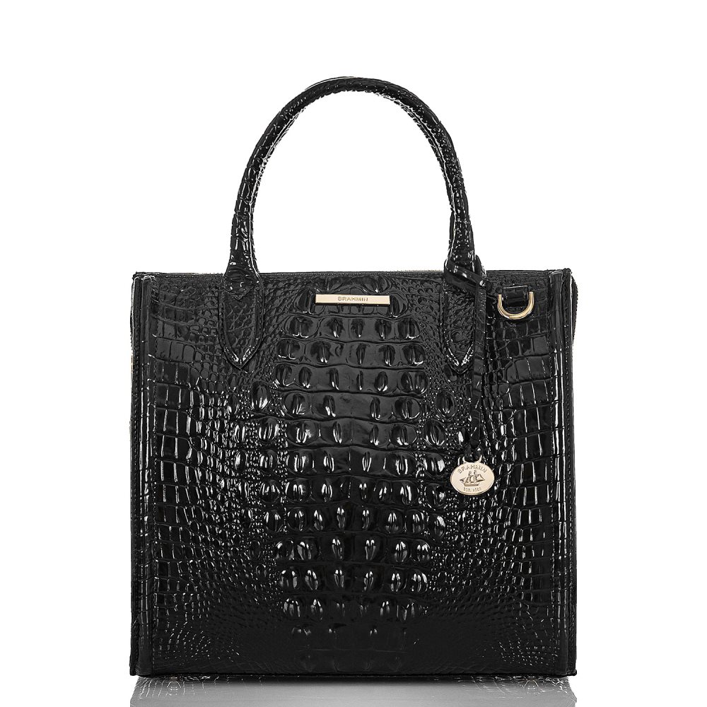 Brahmin | Women's Caroline Black Leather Satchel Handbag