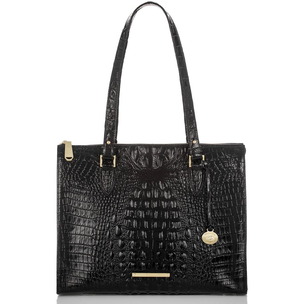 Brahmin | Women's Anywhere Tote | Black Leather Tote Handbag