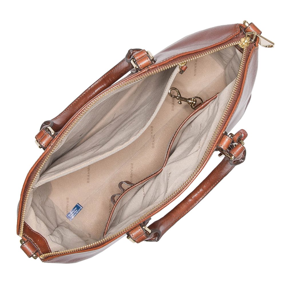 Brahmin | Women's Large Duxbury Soft Leather Satchel | Cognac Topsail