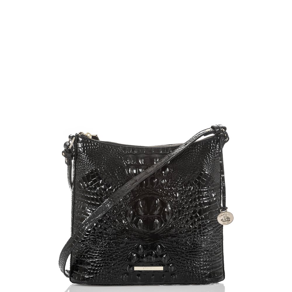 Brahmin | Women's Katie Black Leather Crossbody | Black Melbourne