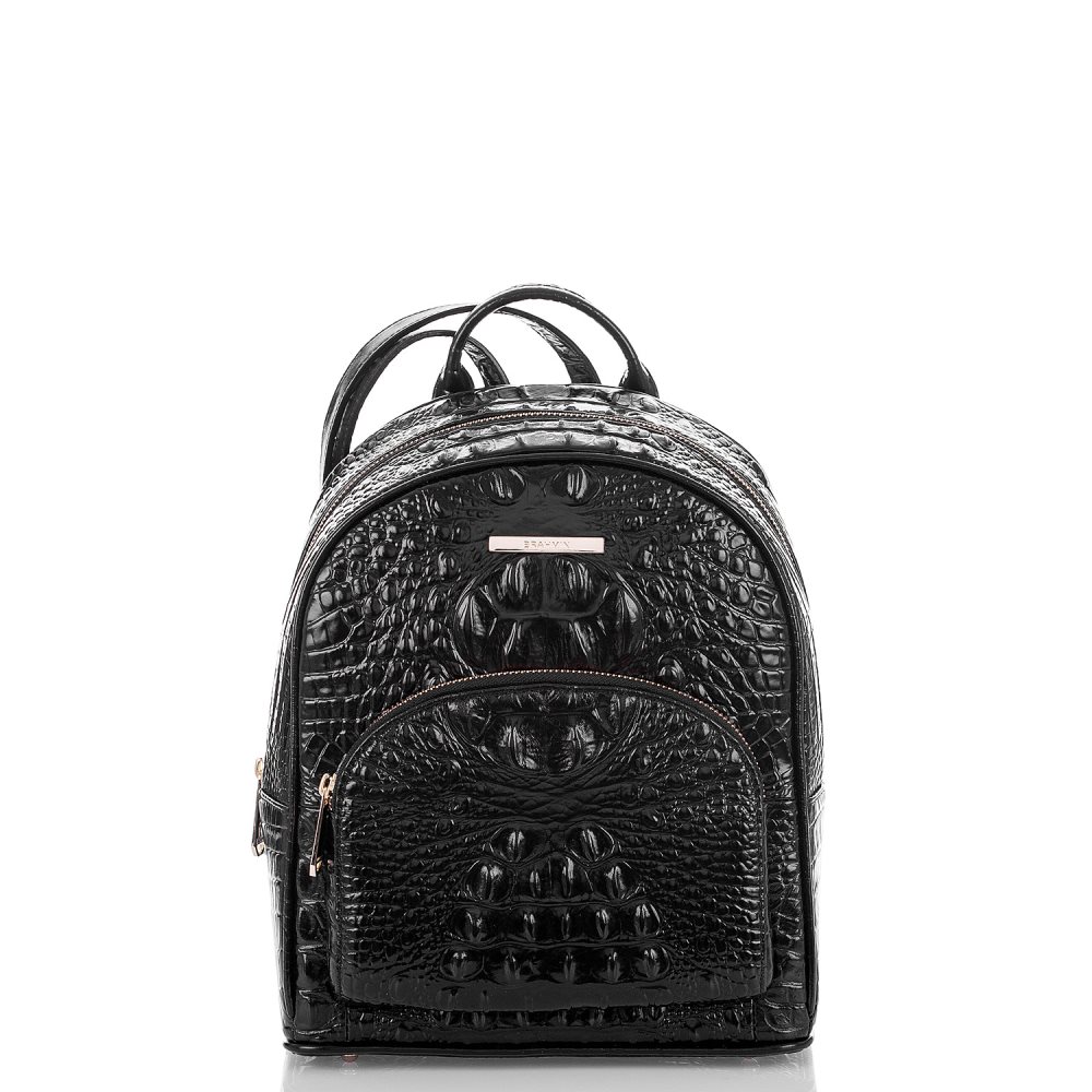 Brahmin | Women's Mini Dartmouth | Mini Black Leather Backpack