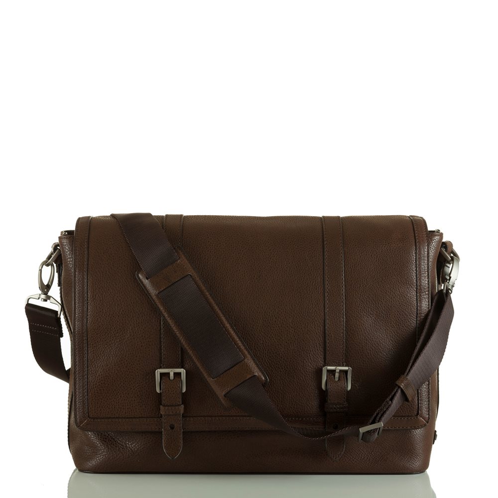 Brahmin | Men's Mason Messenger Cocoa Brown Manchester